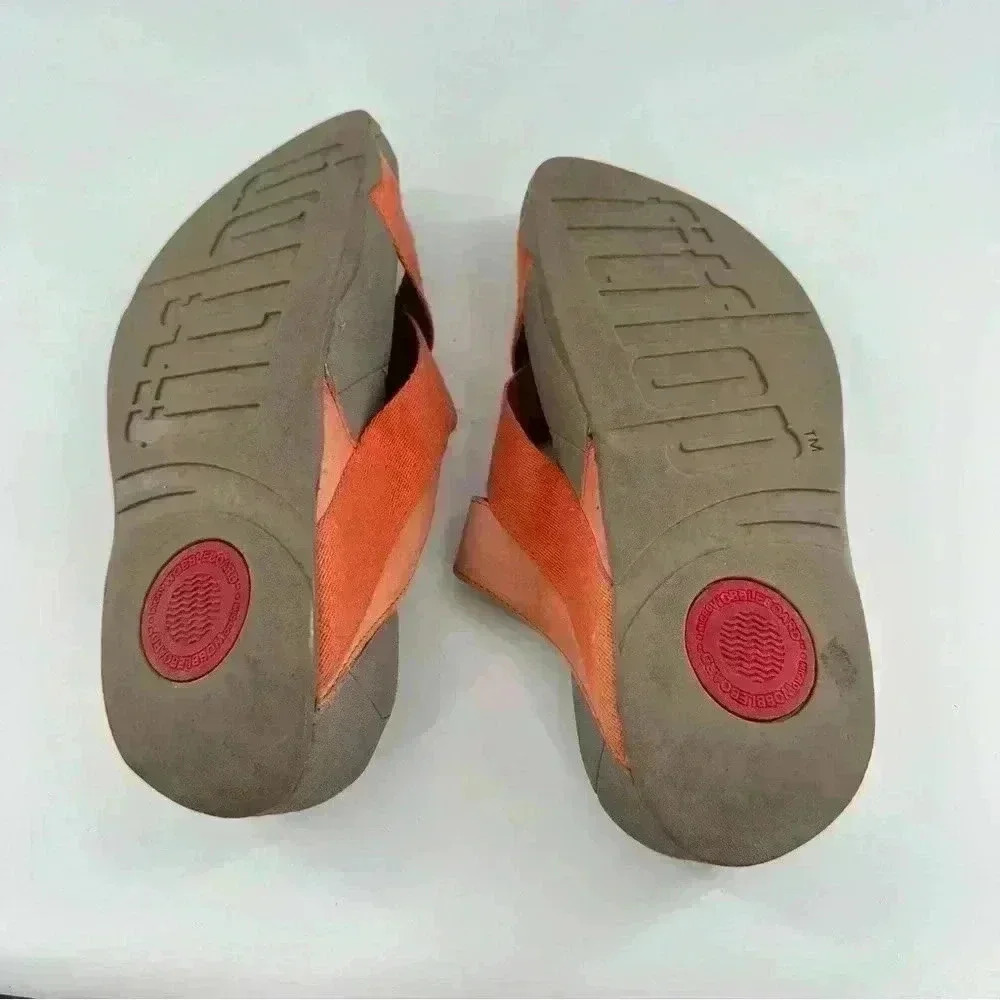 Fitflop womens sandals size 5 36 coral suede flatform orthopedic walking - Picture 7 of 12